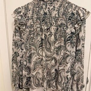 Elegant Paisley Smocked Blouse